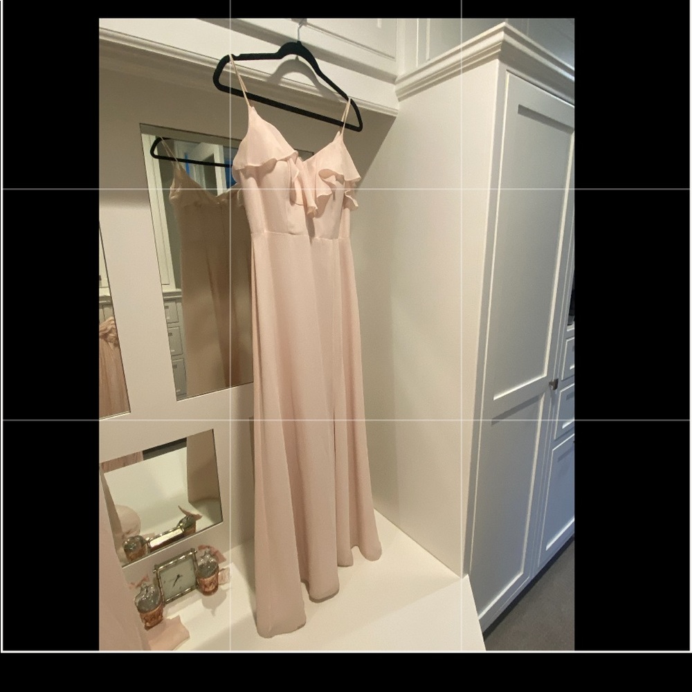 Azazie size 8 full length dress.Bridesmaid. Color Rose Petal. Worn for 6 hours.
